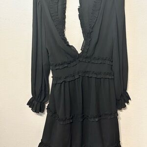 Elegant Black Ruffled Dress